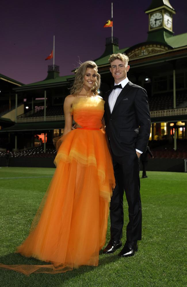 Chad Warner with partner Alice Hughes attend the Brownlow Medal count at the SCG.