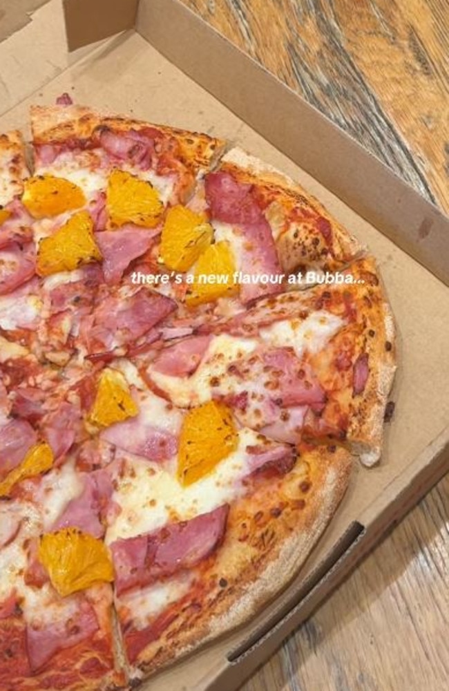 The ham and orange pizza. Picture: Instagram/@bubbapizza