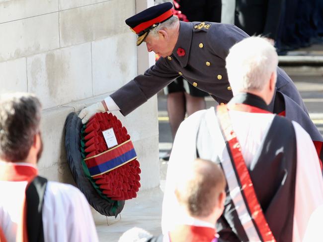 Prince Charles took over the laying of the wreath from the Queen in 2017. Picture: Getty