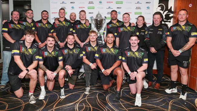 The Panthers celebrate following their 36-14 victory in the inaugural Luke Lewis Cup representative match last year in the Shire. Picture: Adam Wrightson Photography
