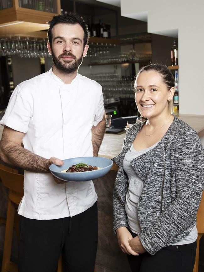 E’cco Head chef Antoine Potier and staff Linnea Grape. Picture: News Corp/Attila Csaszar