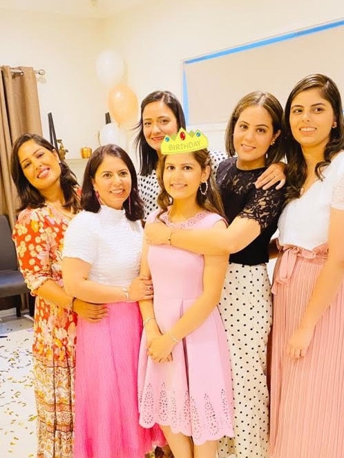 Jameen Kaur with members of her family. The 21-year-old was laid to rest on Thursday before her body is sent back to India. Picture: Supplied by the family