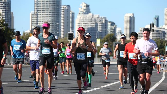 Gold Coast Marathon Sunday, finish of full Marathon. Picture Mike Batterham