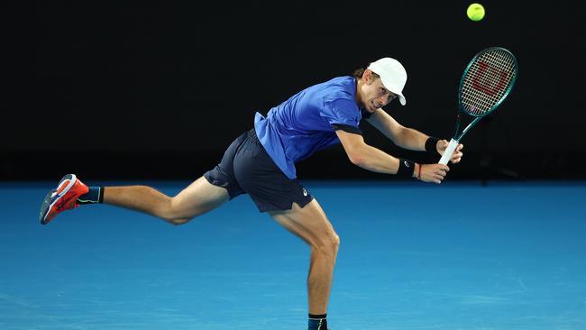 Alex de Minaur during a training session at Melbourne Park on Monday. (Photo by Graham Denholm/Getty Images)