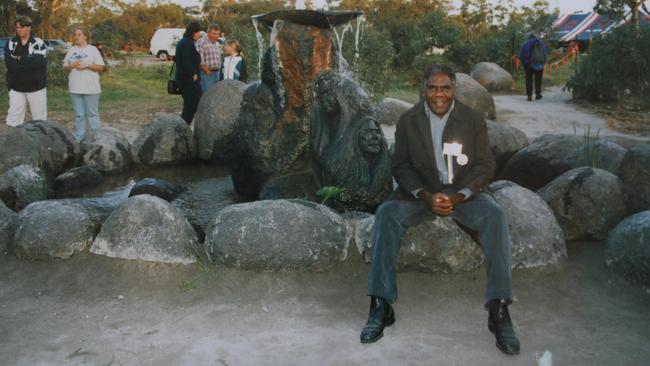 Uncle Raymond Finn is a staunch advocate for the Yes vote, and returned to the site which is now a park which recognises the harm done to those stolen generations. Pictured in 1997. Picture: Dean Martin