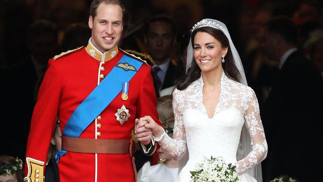 Prince William and Kate on their wedding day at Westminster Abbey. Picture: Getty Images.