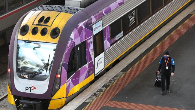 A VLine train in Melbourne. Picture: NCA NewsWire / David Crosling