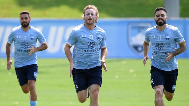 Spies had their eyes on a Sydney FC training session at Macquarie Park Sports Fields. Picture: AAP Image/Dan Himbrechts