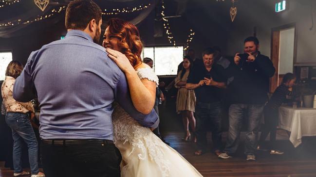 Phillip and Mikaela Sima were finally given the opportunity to have their first dance as a married couple surrounded by friends and family, exactly one year after they were married amid the height of coronavirus restrictions. Photo: EeVee Photography