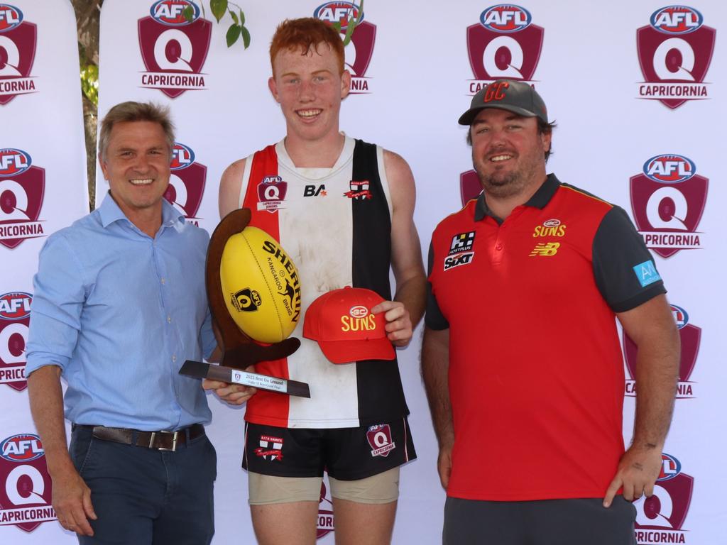 Curtis Geljon of the Boyne Island Tannum Sands Saints won the Under 15 Boys best on ground for AFL Capricornia grand final. Picture: Supplied