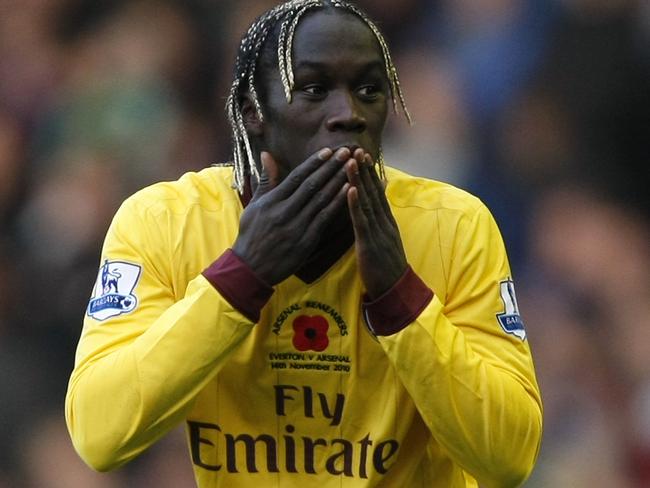 Bacary Sagna reacts after scoring a goal during Everton v Arsenal English Premier League football match at Goodison Park in Liverpool, 14/11/2010.