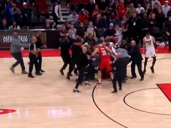 The all-in scuffle between the Miami Heat and Houston Rockets.