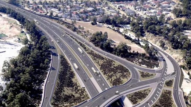 Artist impression of the $1 billion Gold Coast M1 upgrade between Varsity Lakes and Tugun. Picture: Supplied