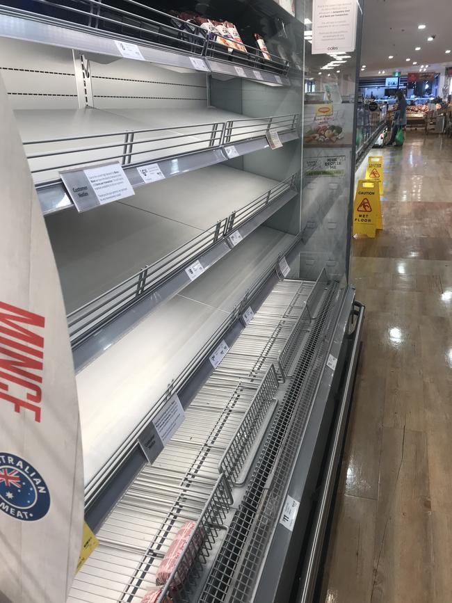 Camberwell Coles in Melbourne’s inner east. There has been a run on some meat but overall store is holding up. Picture: Supplied