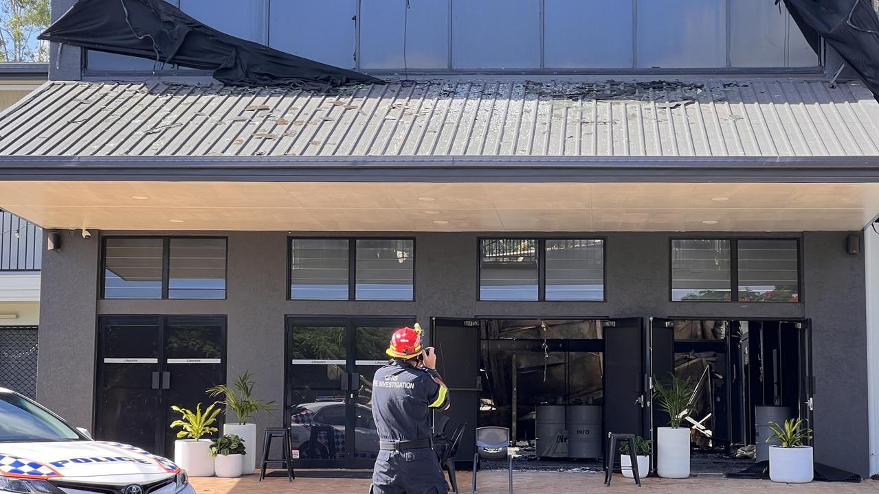 Investigators taking photos outside Lifepointe Baptist Church in Buderim on Saturday morning. Picture: Mark Furler