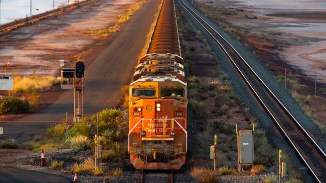 A BHP freight train carrying Australian iron ore. Picture: Bloomberg