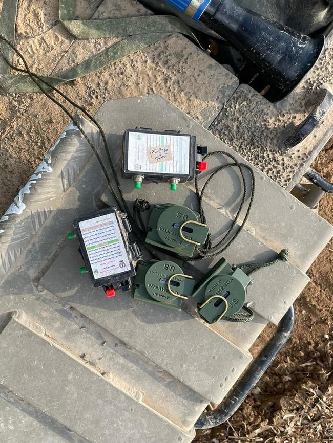 Explosives at a Hamas training facility. Picture: Twitter / X