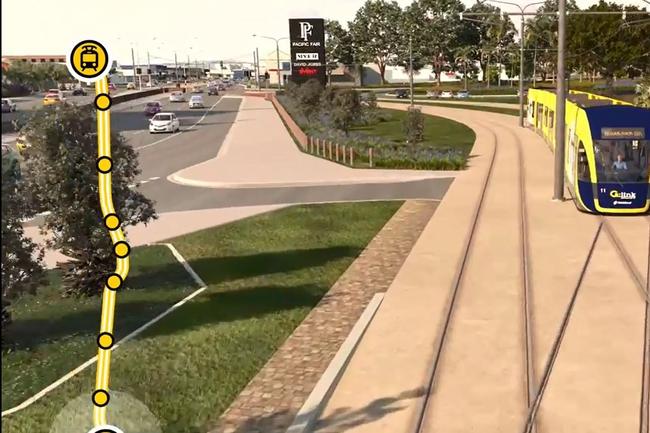 <p>2018: Artist impression of Gold Coast Light Rail Stage 3A route.</p>