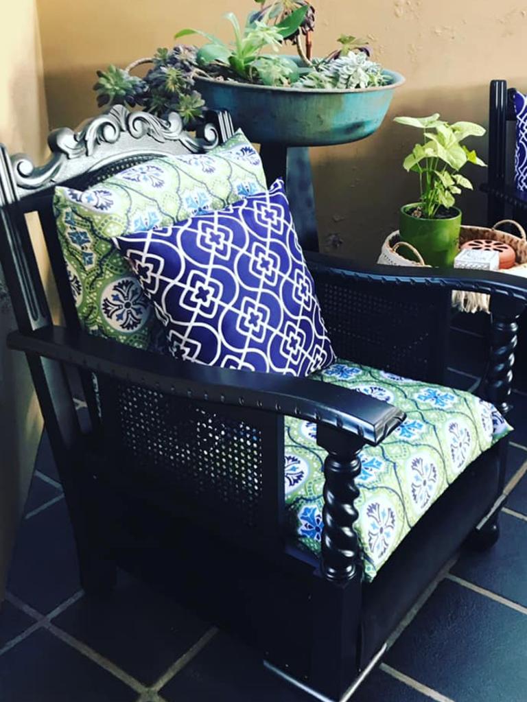 She also purchased $9 cushion covers from the hardware store to complete the look. Picture: Facebook/BunningsMumsAustralia