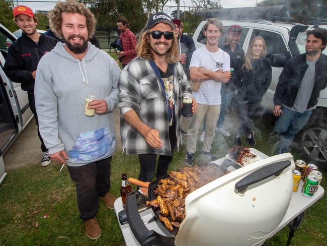 Fans bring their own BBQ to the match. Picture: Jay Town