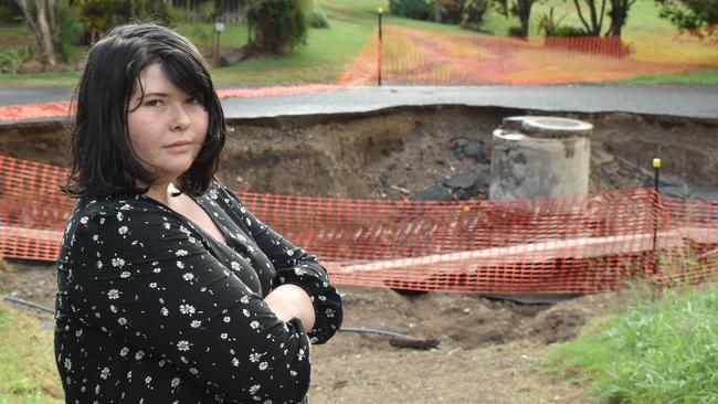 “Reminds me of 2011”: Jennifer Jackson saw her street collapse during the January floods less than two months ago, but she claims the flooding is worse this time around.