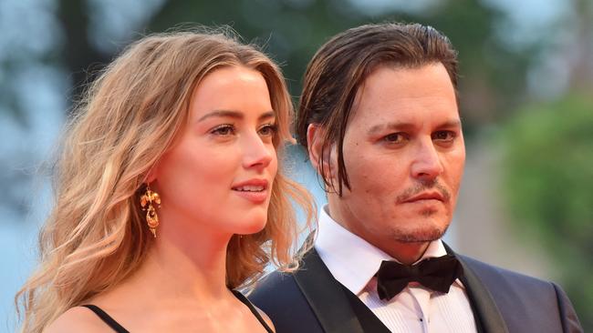 Johnny Depp and Amber Heard attend the preview of his movie “Black Mass” in Venice, Italy, in 2015. Picture: Giuseppe Cacace / AFP