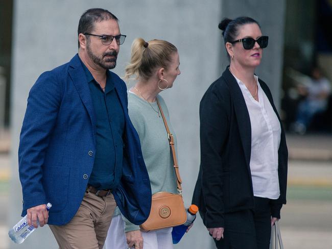 The parents of Balin Stewart, Michael (left) and Kerri-Lyn Stewart (right) outside the Brisbane Supreme Court where a now 18-year-old is on trial for the murder of their son. Balin was 16-years-old when he was allegedly stabbed to death outside his home in Buddina on the Sunshine Coast on January 20, 2022. Picture: NCA NewsWire/Glenn Campbell