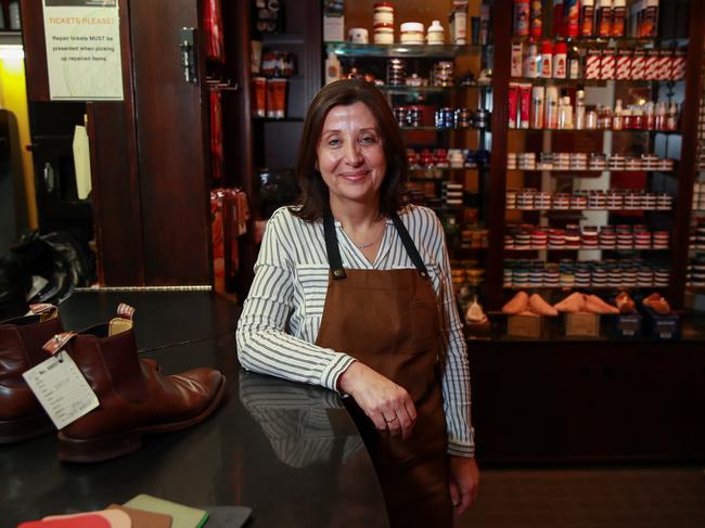 Sandra Douehi at Coombs Shoe Repair in Sydney’s Strand Arcade. Picture: Justin Lloyd