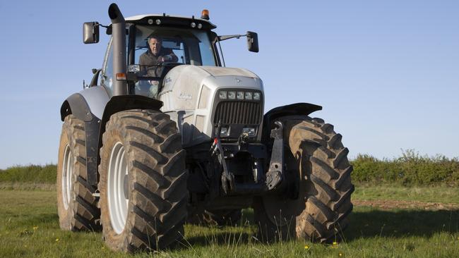 Jeremy Clarkson with his Lamborghini Tractor on his farm in the Cotswolds. Picture: Emily Clarkson