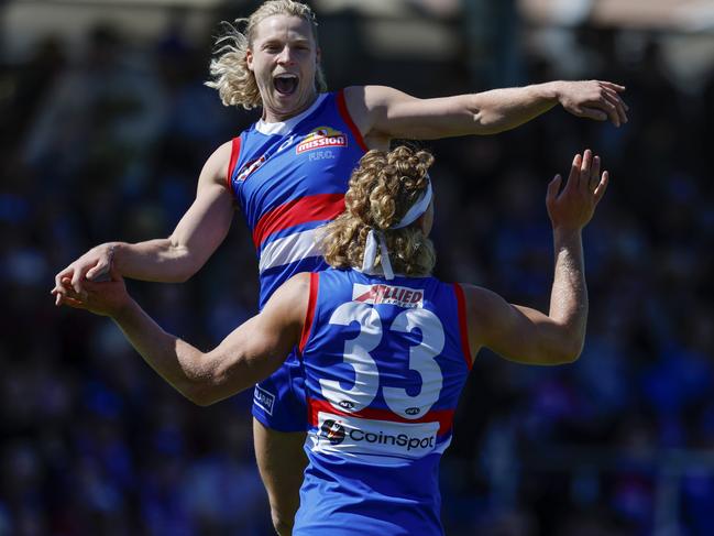 Cody Weightman enjoys an early goal. Picture: Michael Klein