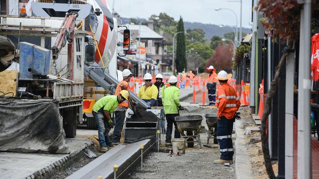 Roadworks along King William Rd on Monday. Picture: Brenton Edwards