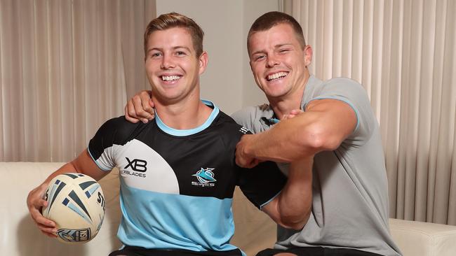 Cronulla’s Brailey brothers, Blayke and Jayden. Picture: Brett Costello