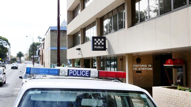 The entrance to Gosford police station where he kicked the glass door. Picture: Peter Clark