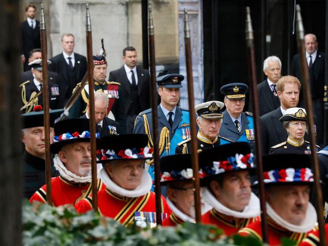 The royals march to the Abbey. Picture: AFP