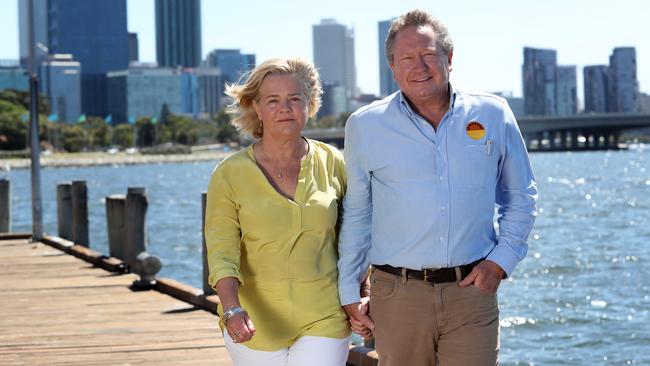 Andrew and Nicola Forrest. Picture: Colin Murty