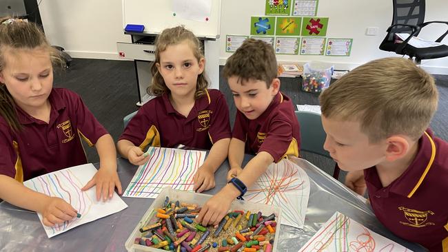 Izzy Brooks, Violet Plant, Harry Whipp and Hunter Sims, in grade one at St Joseph’s Catholic Primary School Rochester. Picture: Julieanne Strachan