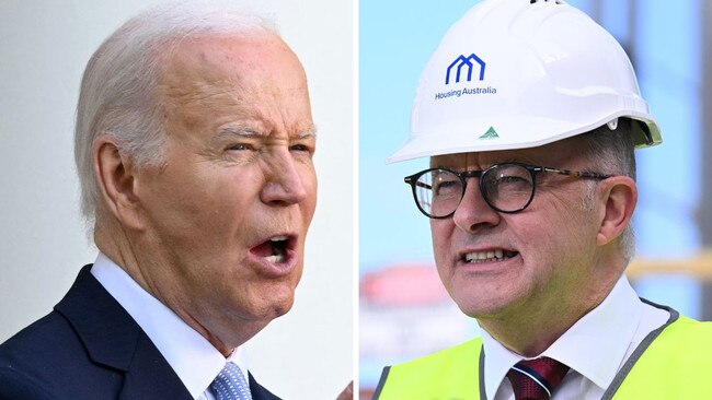 US President Joe Biden, left, and Anthony Albanese on Tuesday.