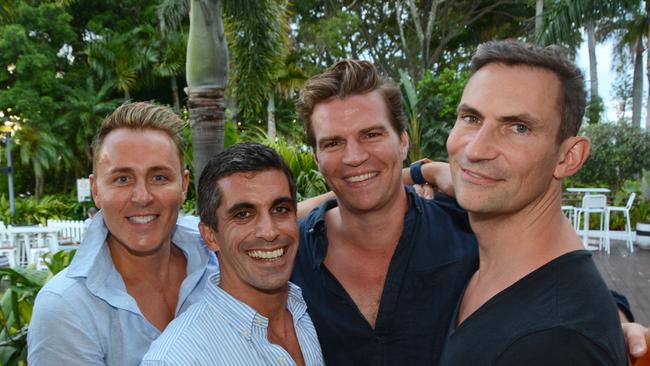 Cheyne Hall, Damien Agius, Jock Thomson and Cesar Daguise enjoy Boxing Day on The Lawn, The Star Gold Coast.(c) Regina King
