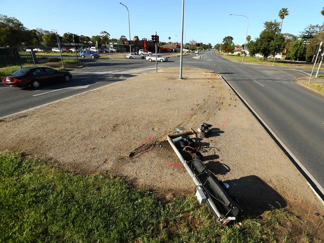 The devastating scene at the corner of Blake Rd and Phillip Hwy, Elizabeth South. Picture: Tait Schmaal.