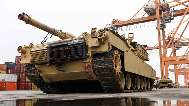 A M1A2 Abrams battle tank of the US army that will be used for NATO military exercises in Gdynia, Poland, last month. Picture: AFP