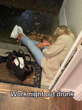 People online are sharing photos of themselves after their work parties. Picture: TikTok/hotdogsilly