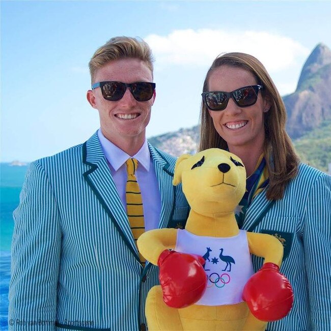 Gold Coast kayak athletes Jordan Wood and wife Alyce Burnett at the Rio Olympic Games. Picture: SUPPLIED