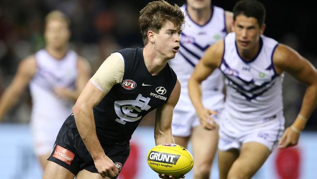 Carlton draftee Paddy Dow in action against Fremantle. Picture: Michael Klein