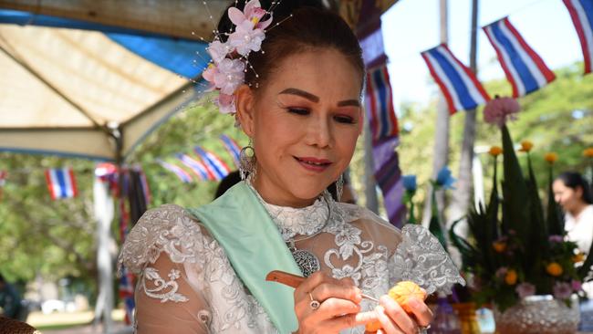 Pat Ratanakorn fruit carving at the Thailand Grand Festival 2024. Picture: Alex Treacy