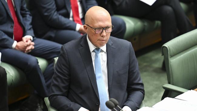 Opposition Leader Peter Dutton during question time at Parliament House in Canberra. Picture: Martin Ollman/NewsWire