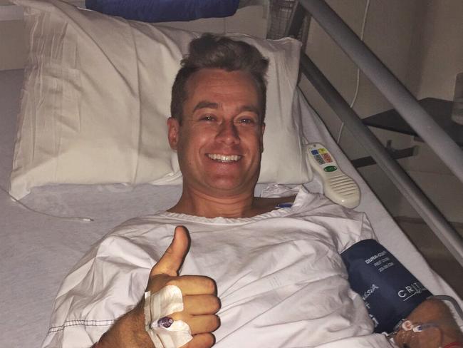 Grant Denyer recovering in hospital. Picture: Grant Denyer‏ / Twitter