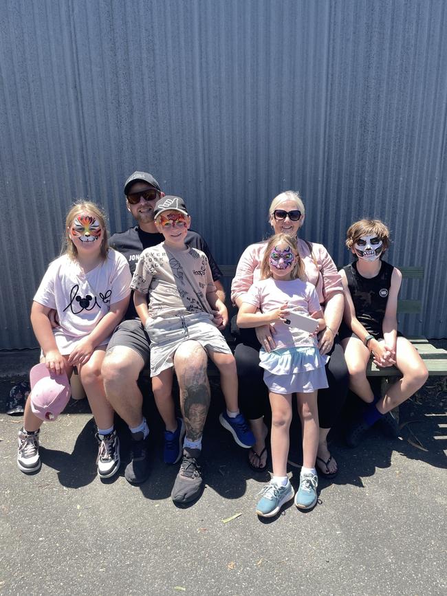 Rory, Shane Gillard, Riley, Harper, Joanne Foon and Cooper at the Lang Lang Pastoral Agricultural and Horticultural Show on Saturday, January 18, 2025. Picture: Jack Colantuono