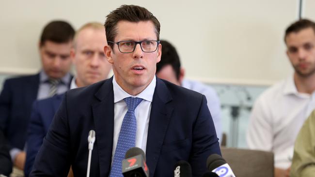 Adelaide chief executive Andrew Fagan said he could not be prouder of the Crows’ women’s team, and the team behind the team, that has helped grow women’s football in South Australia. Picture: Kelly Barnes (AAP).