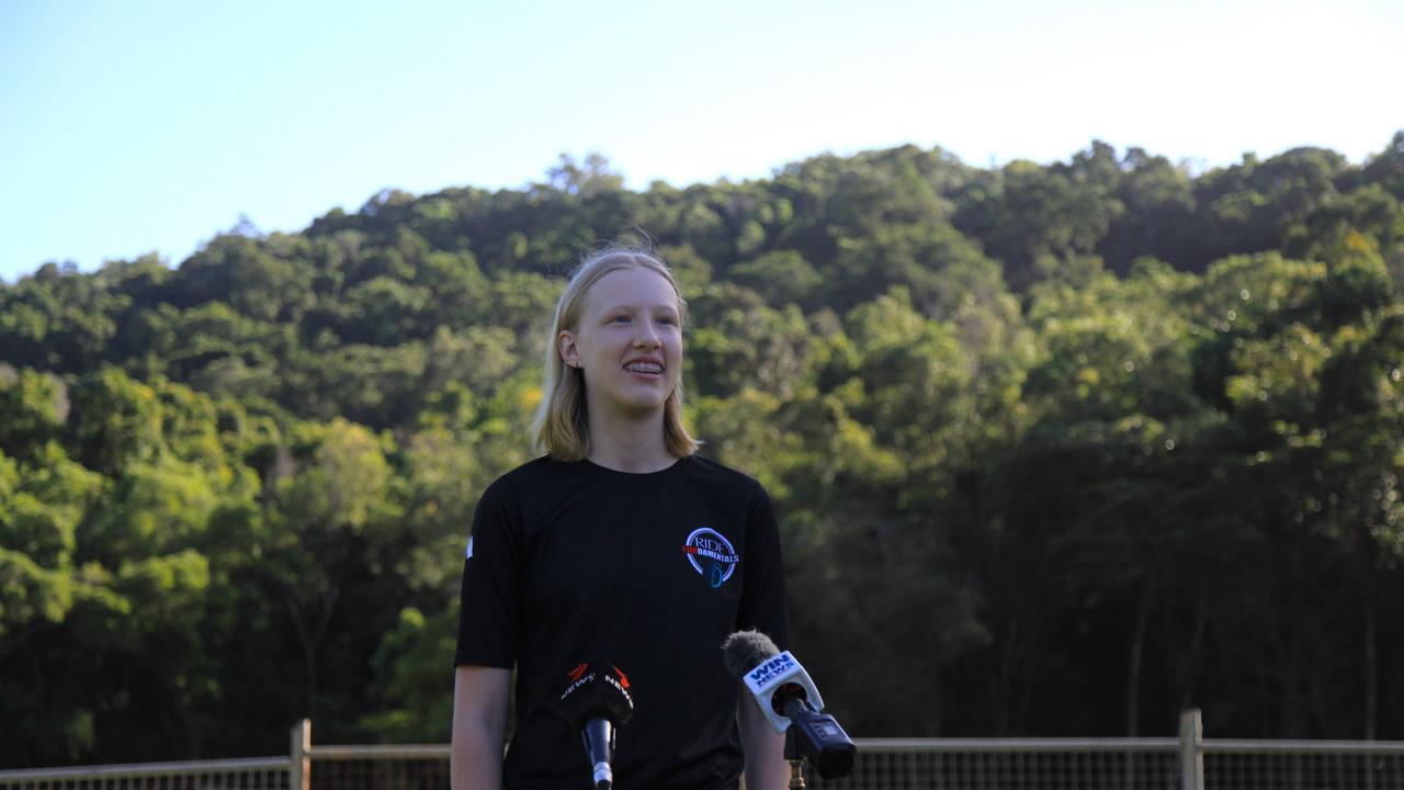 Young mountain biking talent Kara Elepfandt is looking forward to competing on the new Cairns track, one of the only tracks in the world to be surrounded by rainforest. Picture: Elodie Jakes