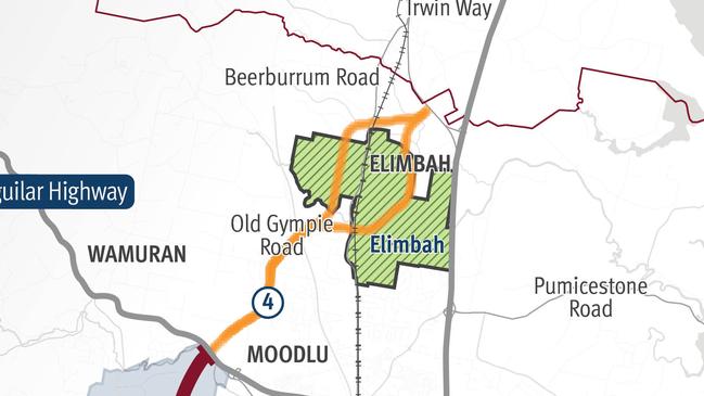 A map of the proposed stage 4 options for the Bruce Highway Western Alternative corridor, which has now been scrapped. Picture: Supplied